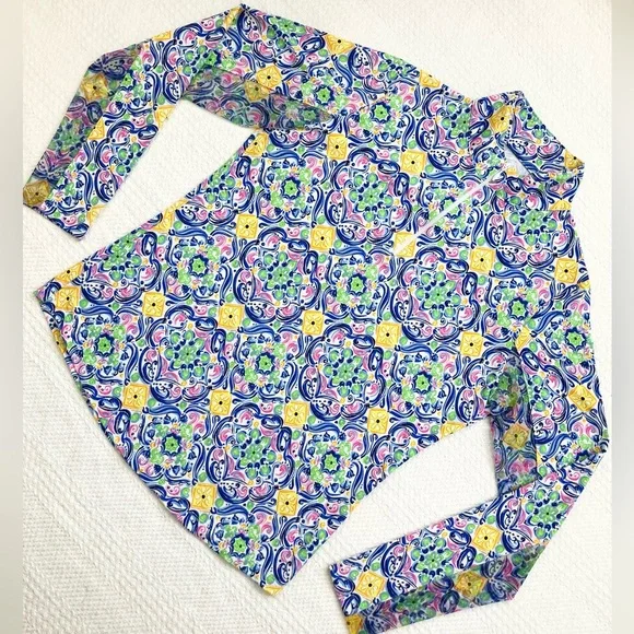 IBKUL Top Nora Print Long Sleeve Mock Neck 1/4 Zip UPF 50+, Size Small - Picture 5 of 16